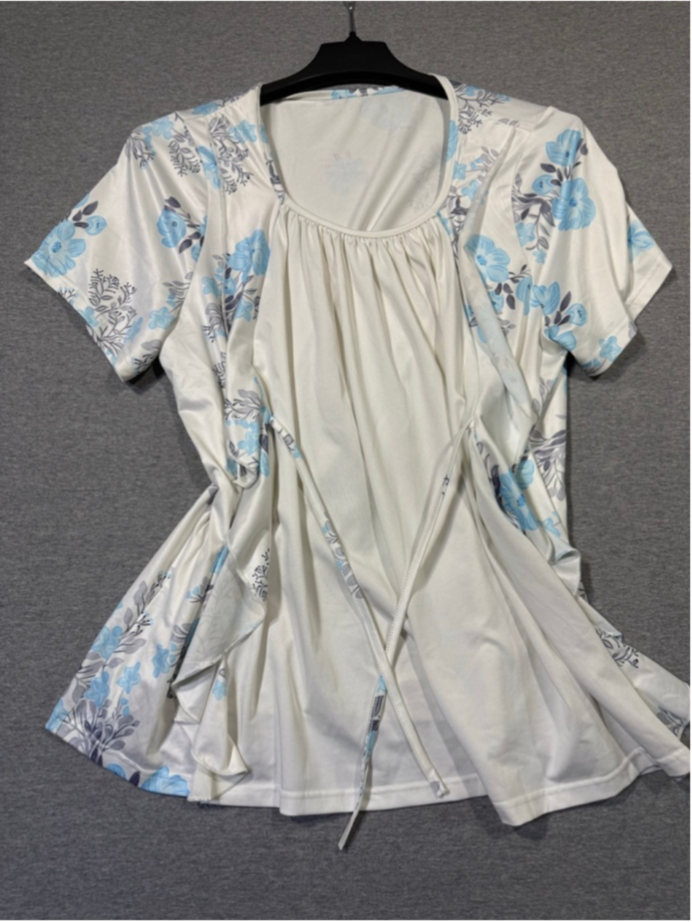 Women's Unbranded Short Sleeve Tee 2X White Blue Floral